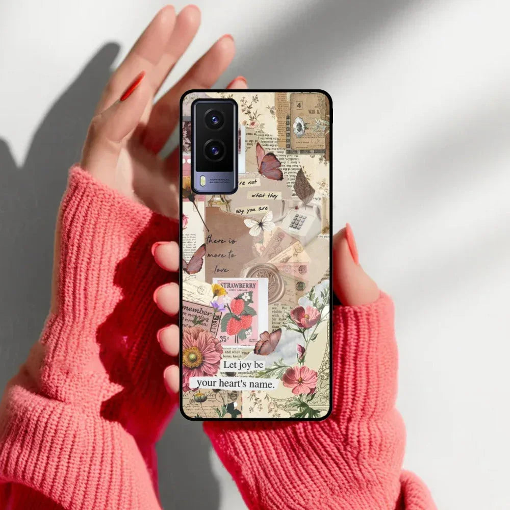 Vintage Vibes Glass Case Cover For Vivo - ShopOnCliQ