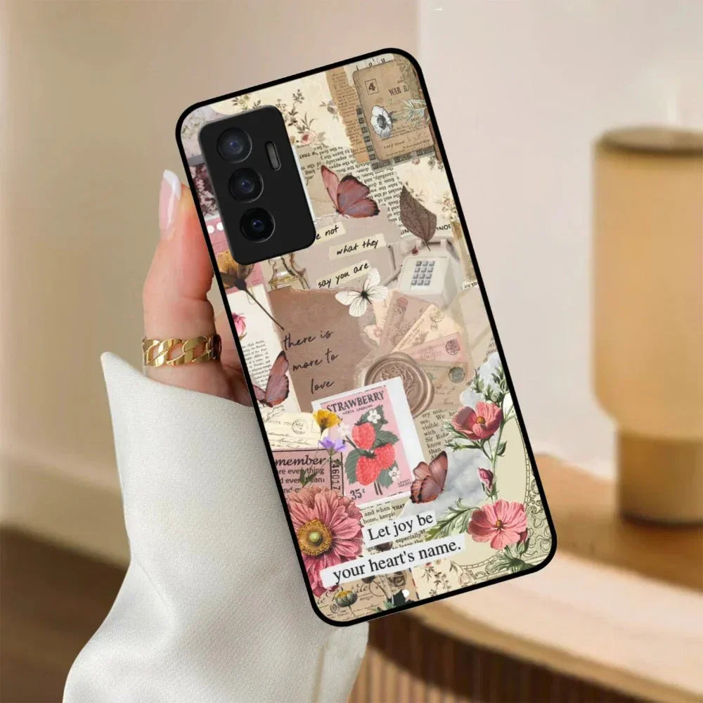 Vintage Vibes Glass Case Cover For Vivo - ShopOnCliQ