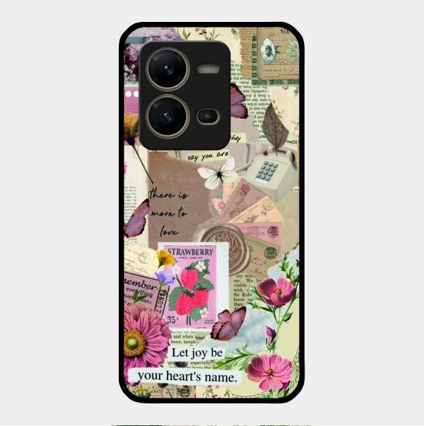Vintage Vibes Glass Case Cover For Vivo V25 5G