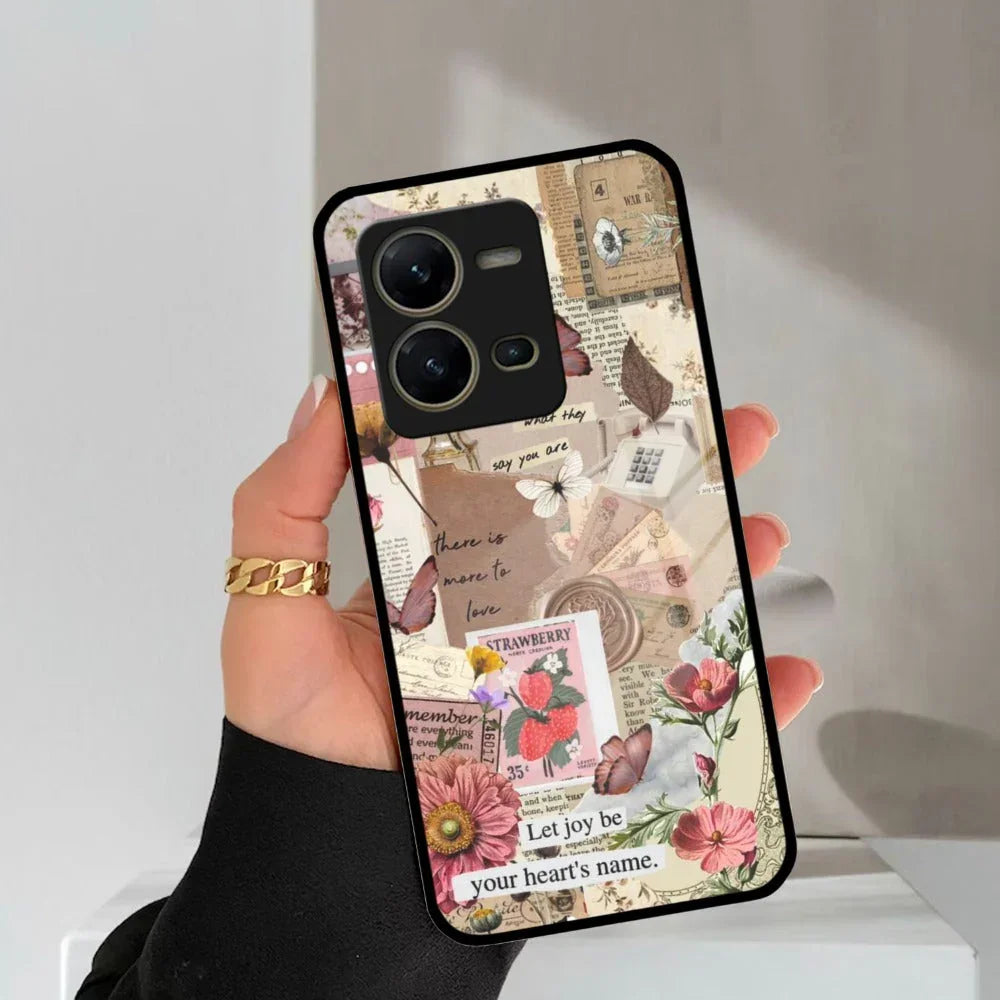 Vintage Vibes Glass Case Cover For Vivo - ShopOnCliQ