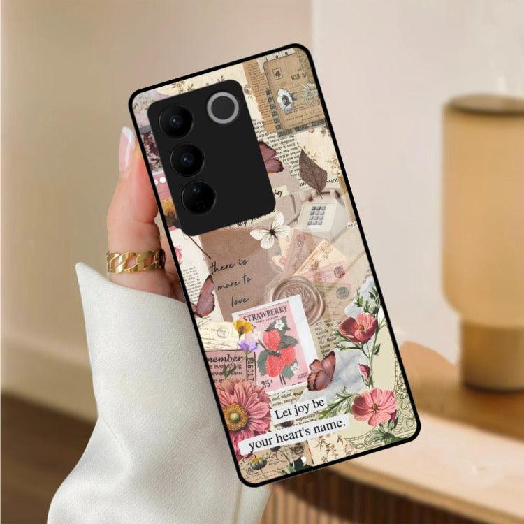 Vintage Vibes Glass Case Cover For Vivo - ShopOnCliQ