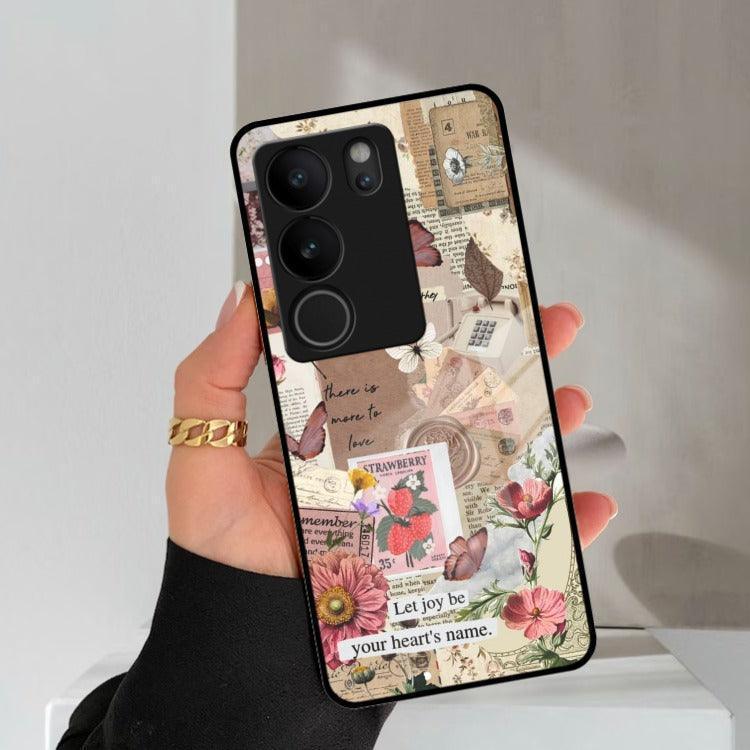 Vintage Vibes Glass Case Cover For Vivo - ShopOnCliQ