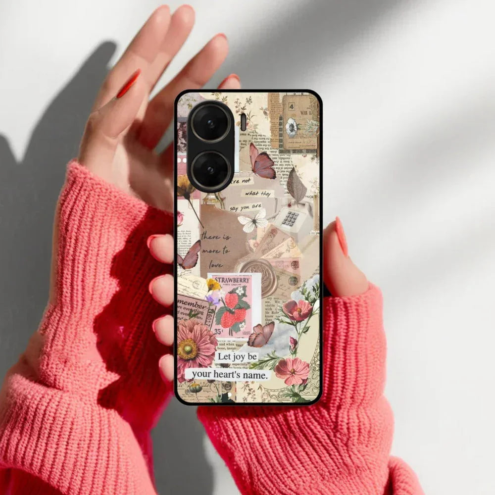Vintage Vibes Glass Case Cover For Vivo - ShopOnCliQ