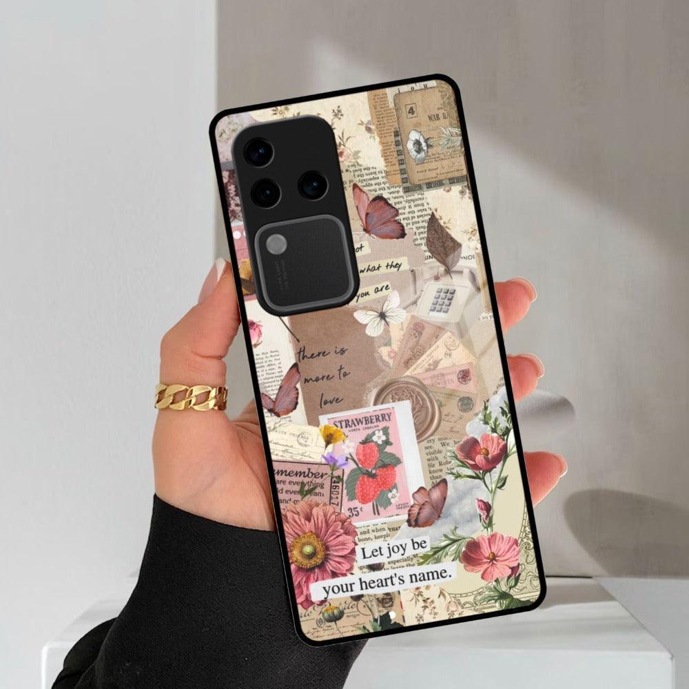Vintage Vibes Glass Case Cover For Vivo - ShopOnCliQ