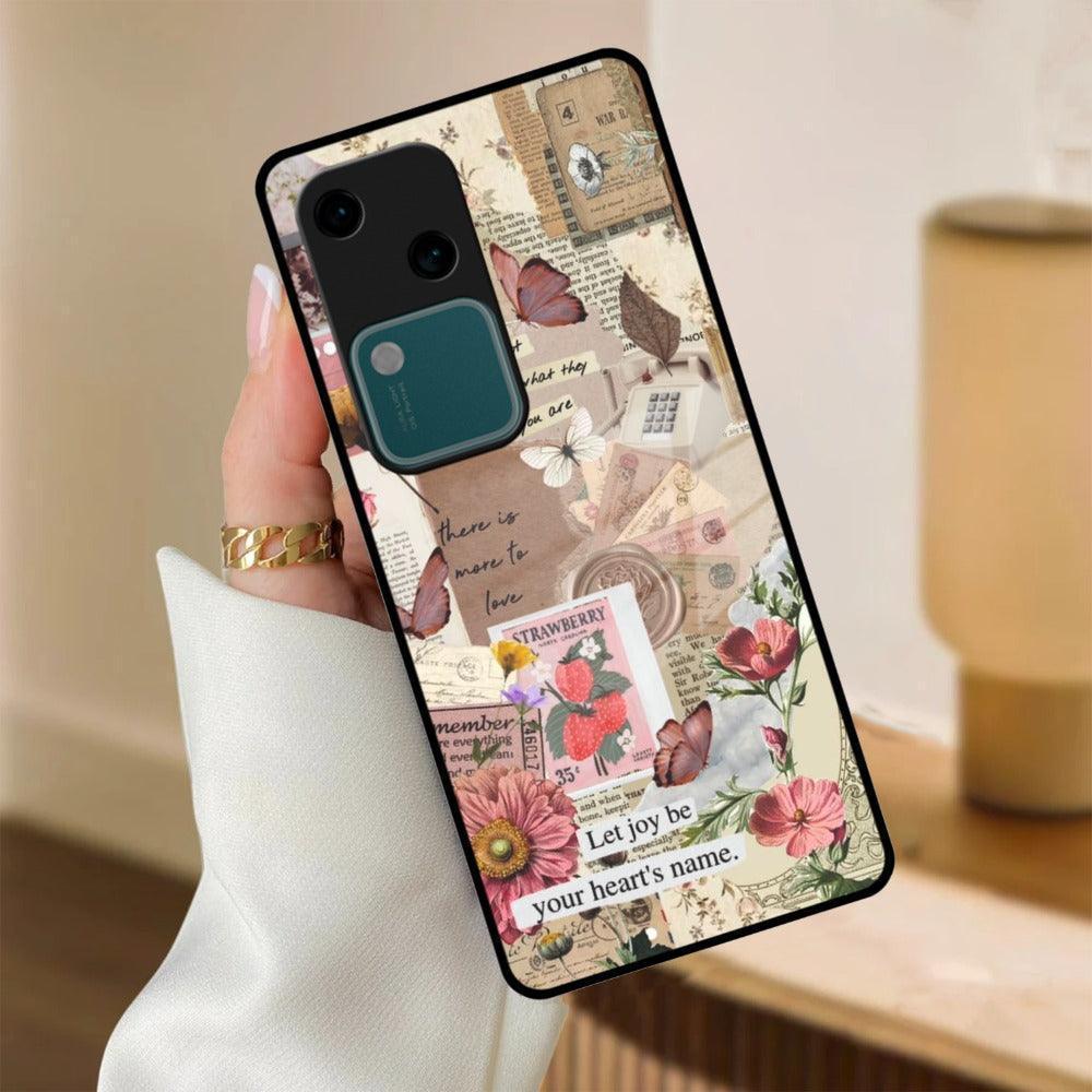 Vintage Vibes Glass Case Cover For Vivo - ShopOnCliQ