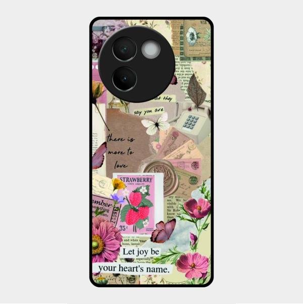 Vintage Vibes Glass Case Cover For Vivo V30E 5G