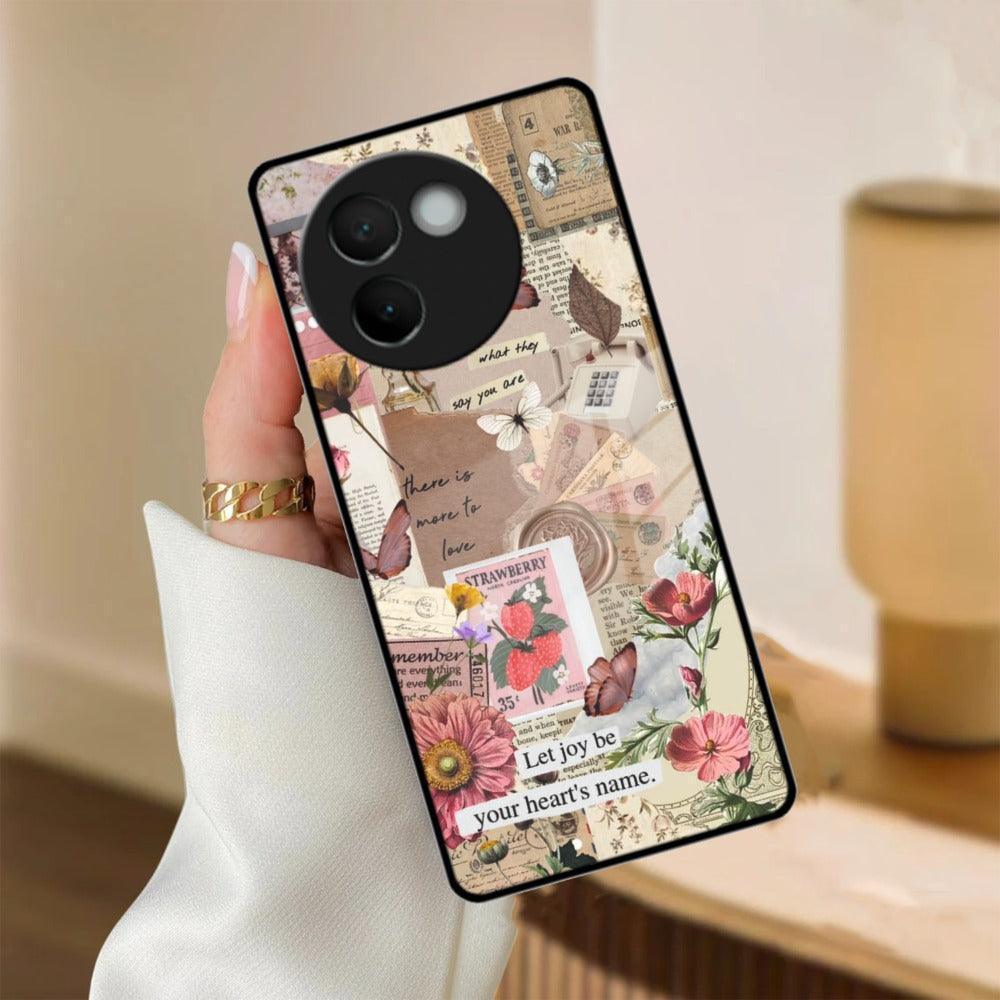 Vintage Vibes Glass Case Cover For Vivo - ShopOnCliQ