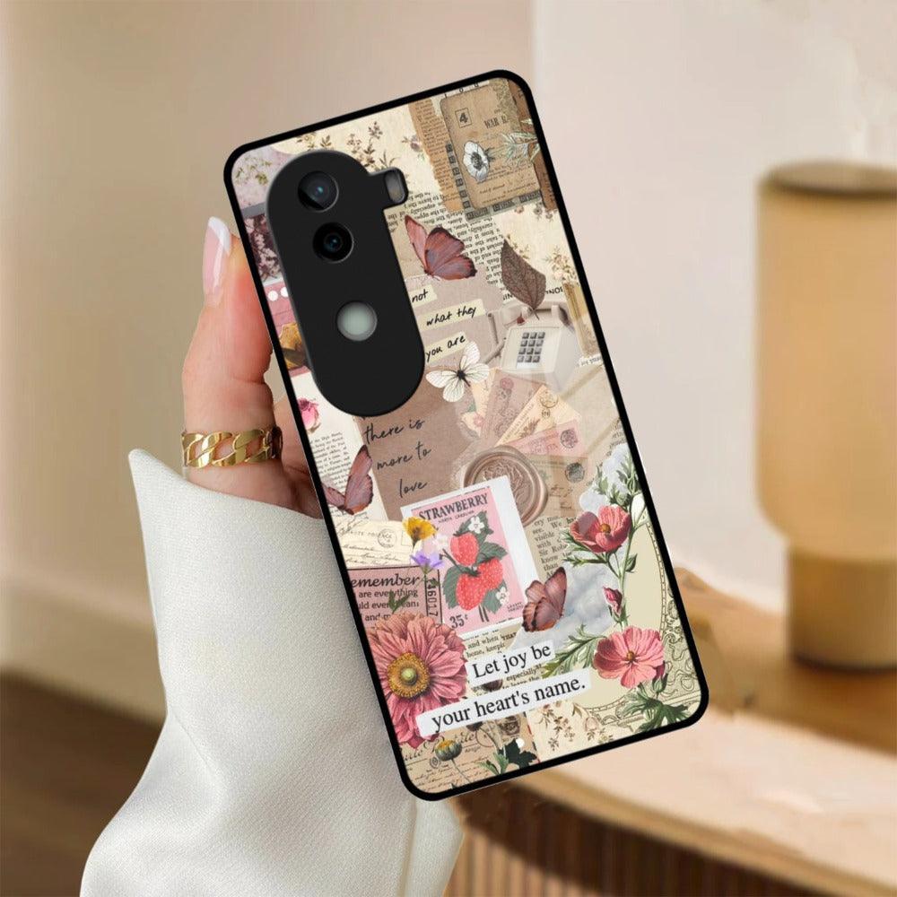 Vintage Vibes Glass Case Cover For iQOO
