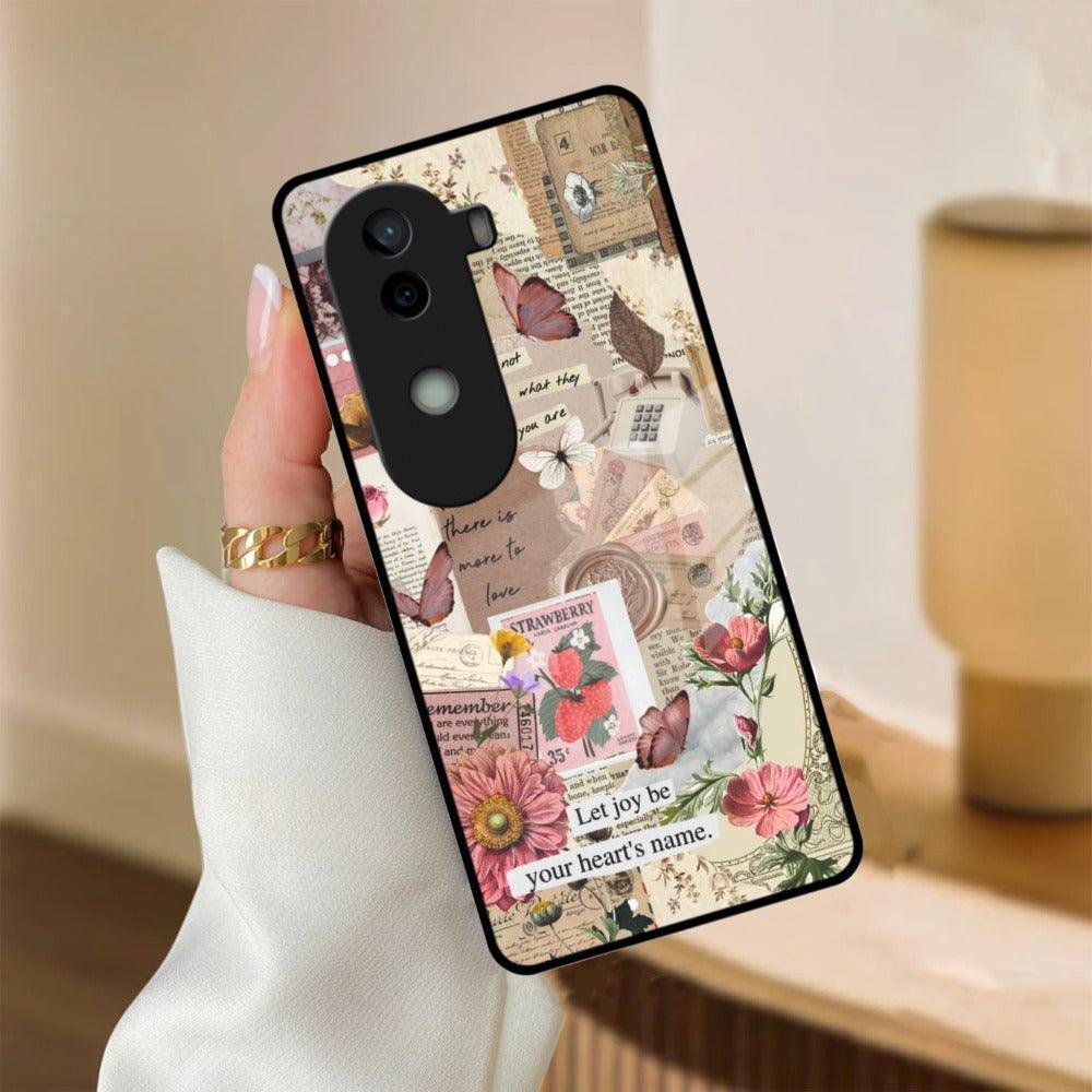 Vintage Vibes Glass Case Cover For Vivo - ShopOnCliQ