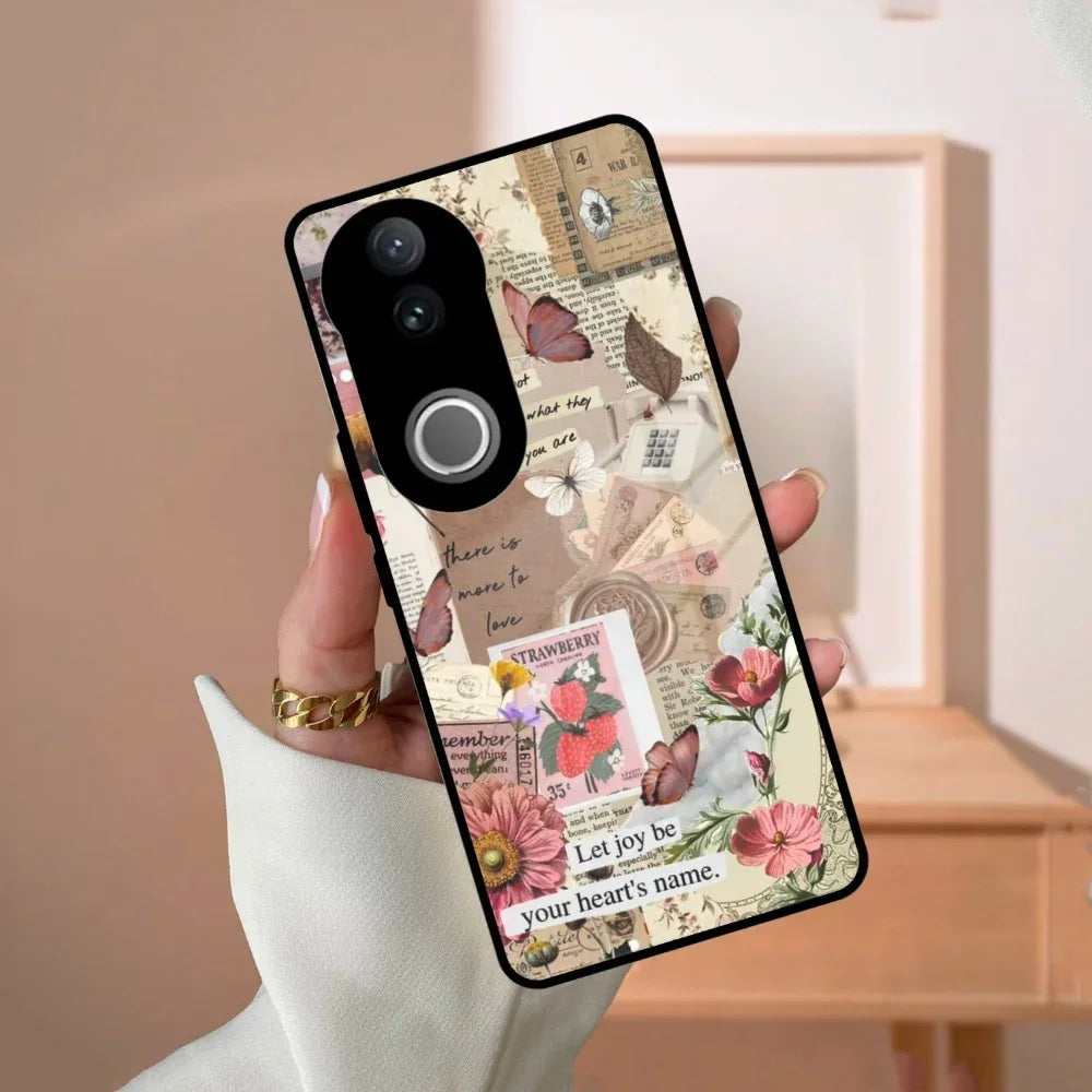 Vintage Vibes Glass Case Cover For Vivo - ShopOnCliQ