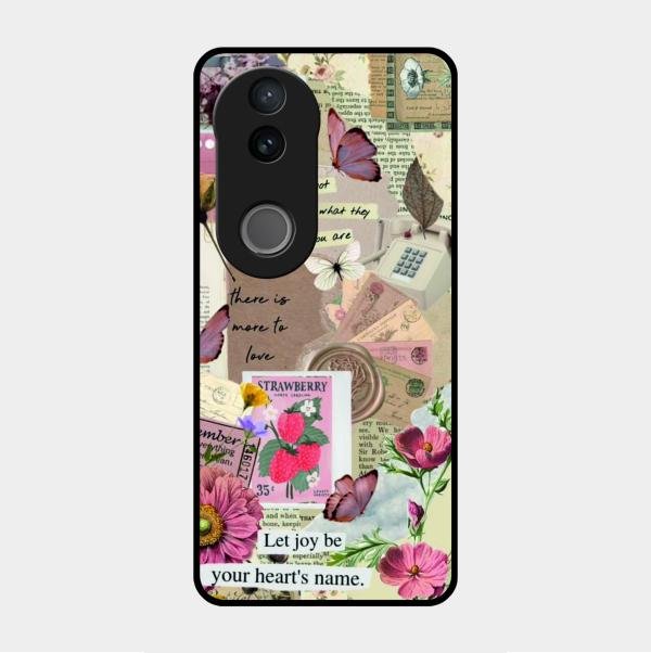 Vintage Vibes Glass Case Cover For Vivo V50E 5G