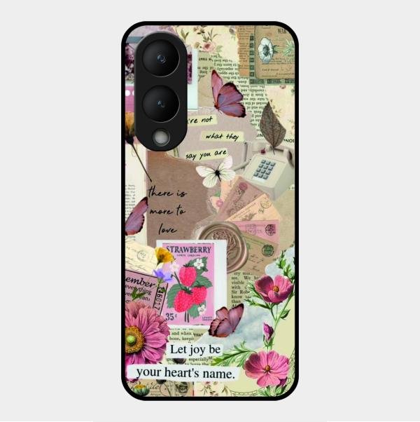 Vintage Vibes Glass Case Cover For Vivo Y17S