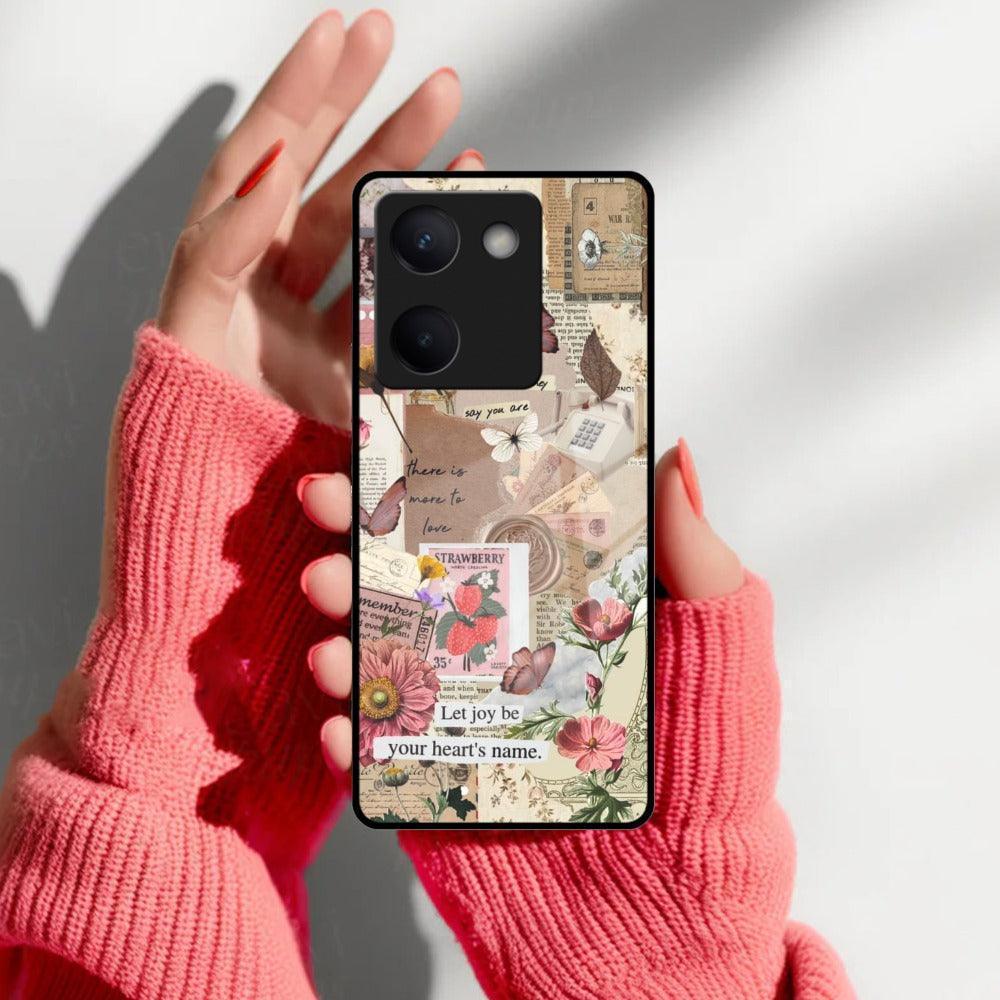 Vintage Vibes Glass Case Cover For Vivo - ShopOnCliQ
