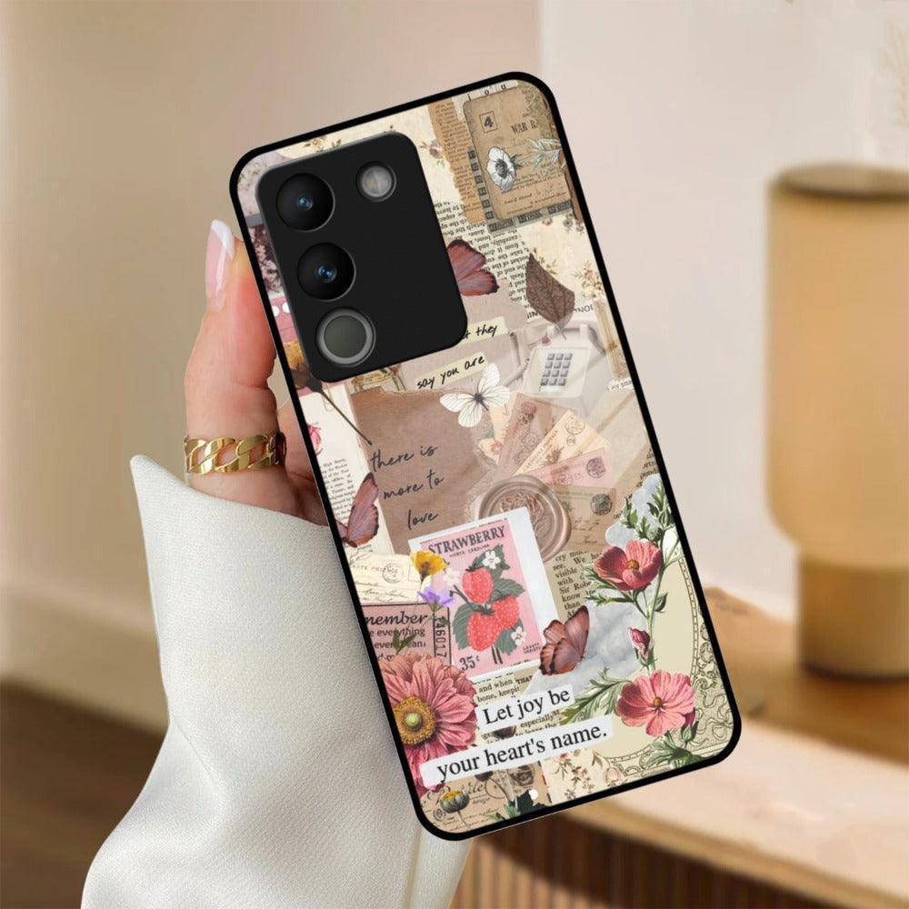 Vintage Vibes Glass Case Cover For Vivo - ShopOnCliQ