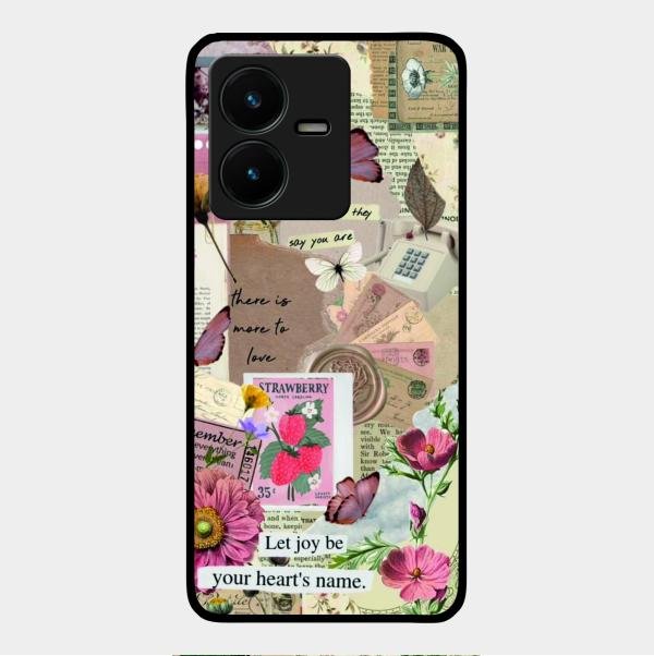 Vintage Vibes Glass Case Cover For Vivo Y22
