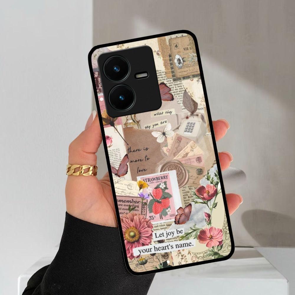 Vintage Vibes Glass Case Cover For Vivo - ShopOnCliQ