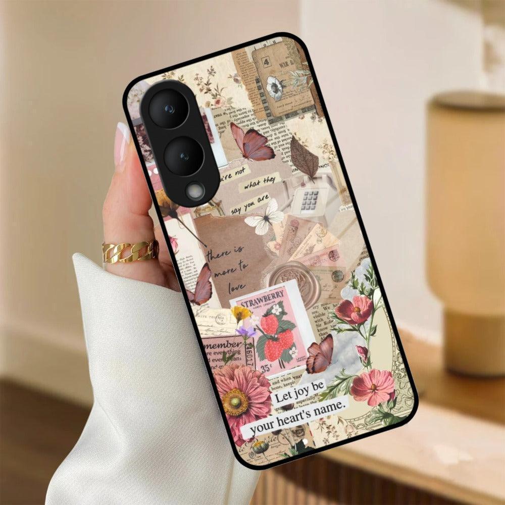 Vintage Vibes Glass Case Cover For Vivo - ShopOnCliQ