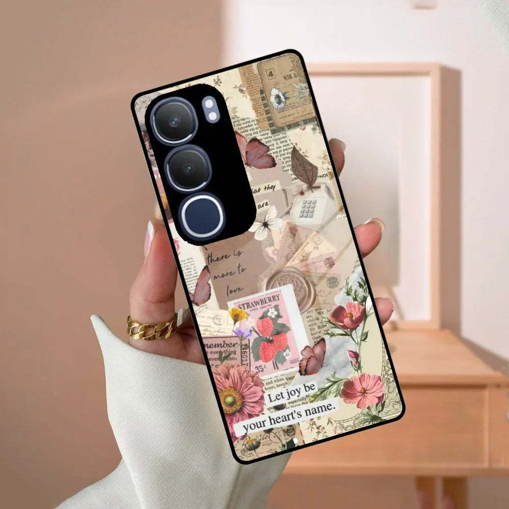 Vintage Vibes Glass Case Cover For Vivo - ShopOnCliQ