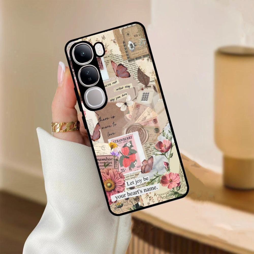 Vintage Vibes Glass Case Cover For Vivo - ShopOnCliQ