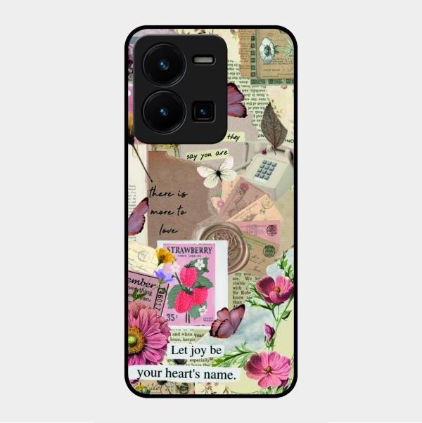 Vintage Vibes Glass Case Cover For Vivo Y35