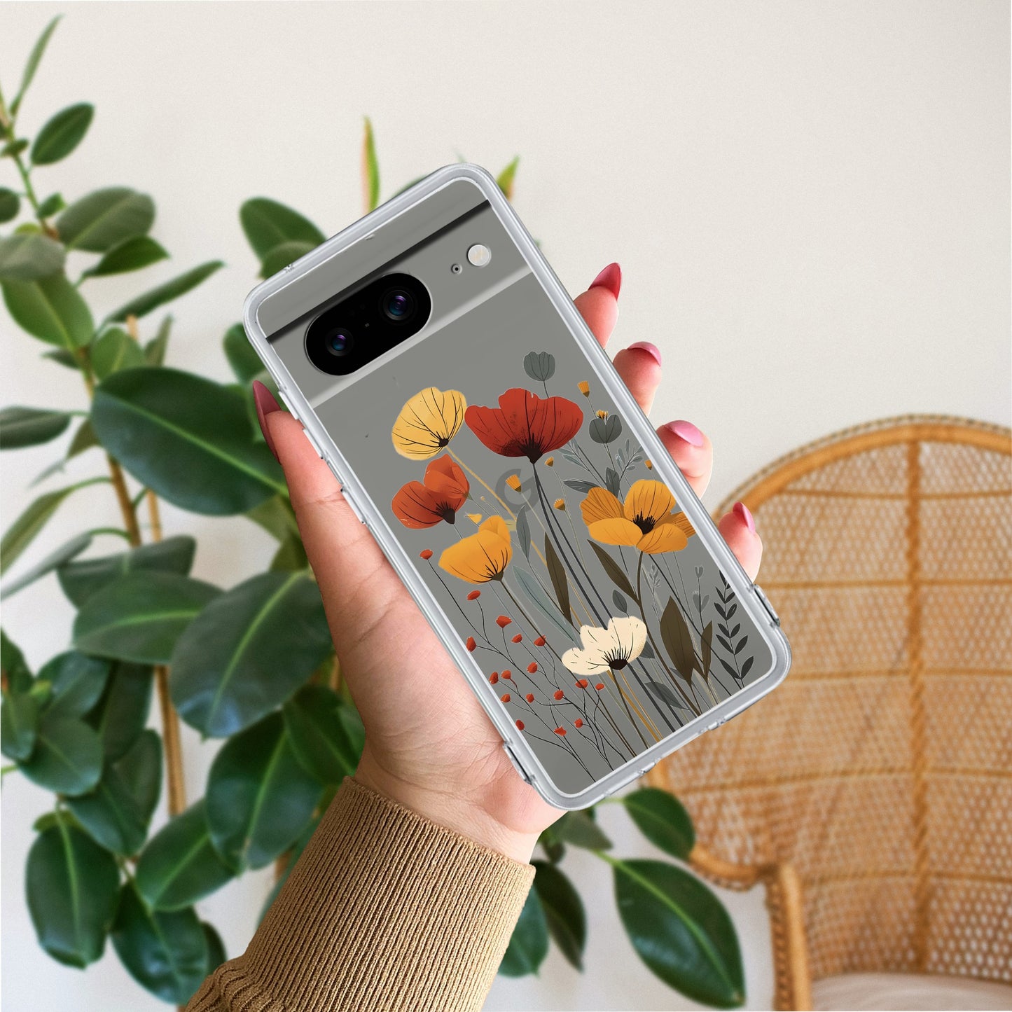 Vintage Wildflower Transparent Silicon Case For Google
