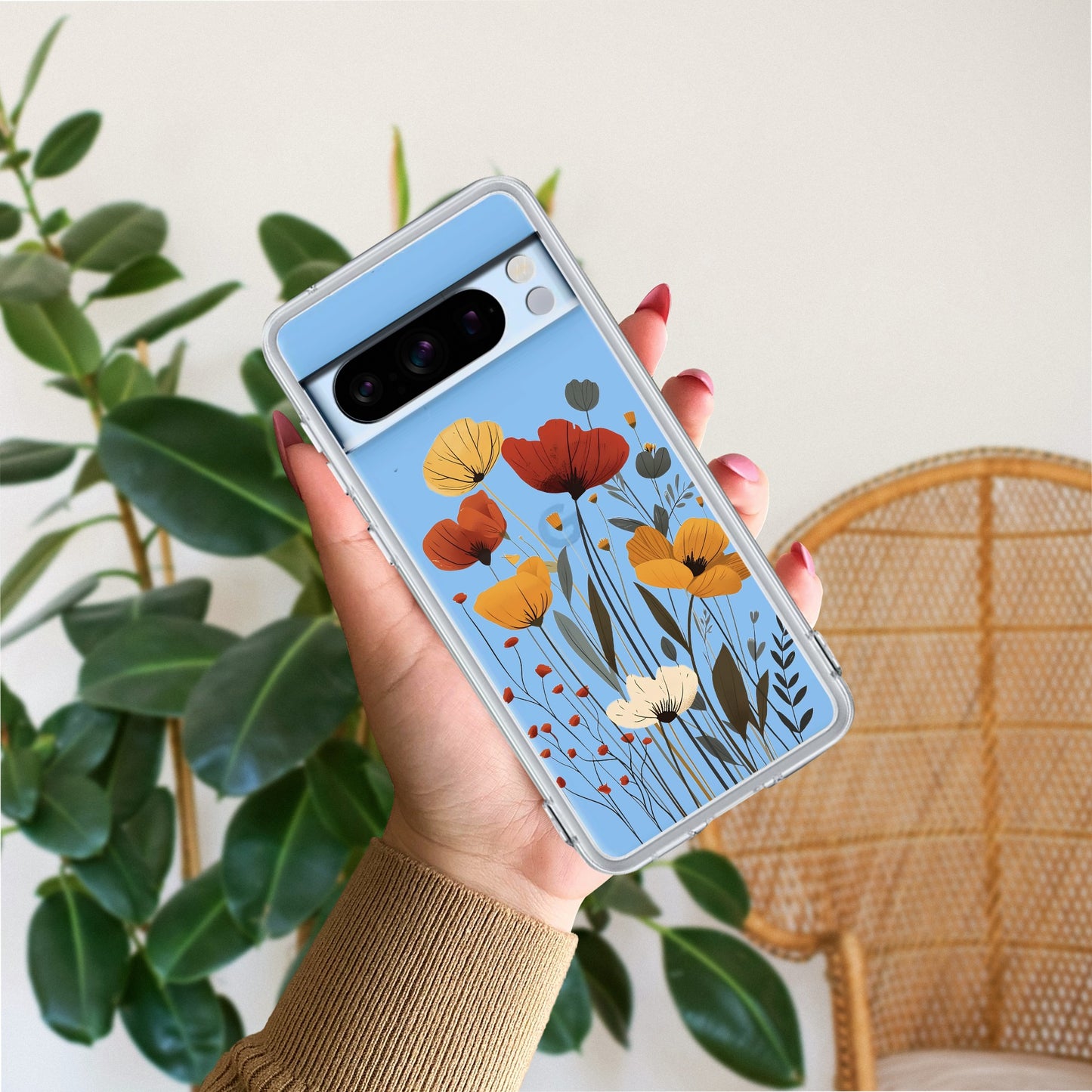 Vintage Wildflower Transparent Silicon Case For Google