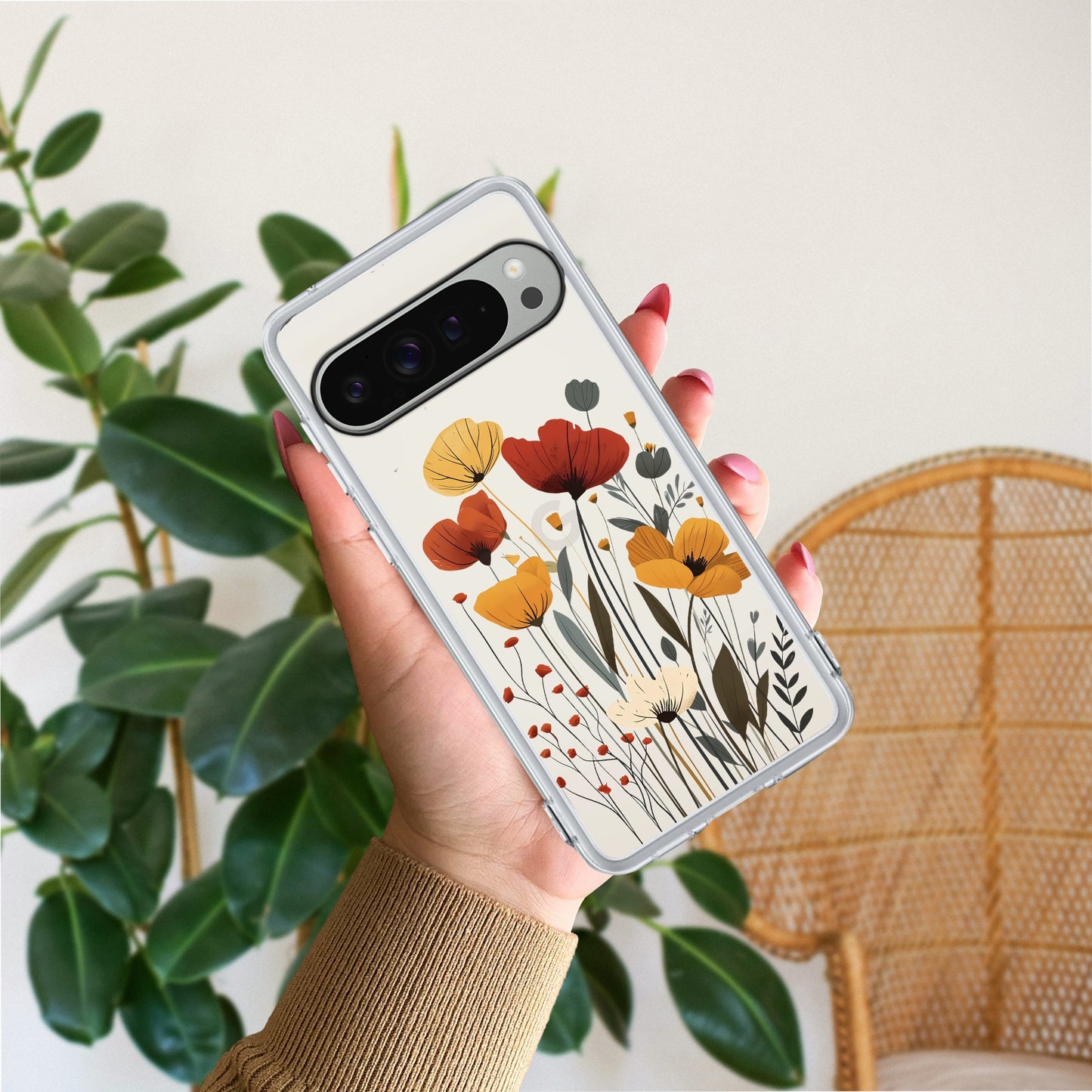 Vintage Wildflower Transparent Silicon Case For Google