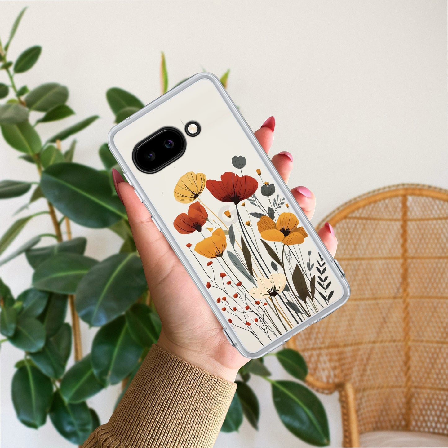 Vintage Wildflower Transparent Silicon Case For Google