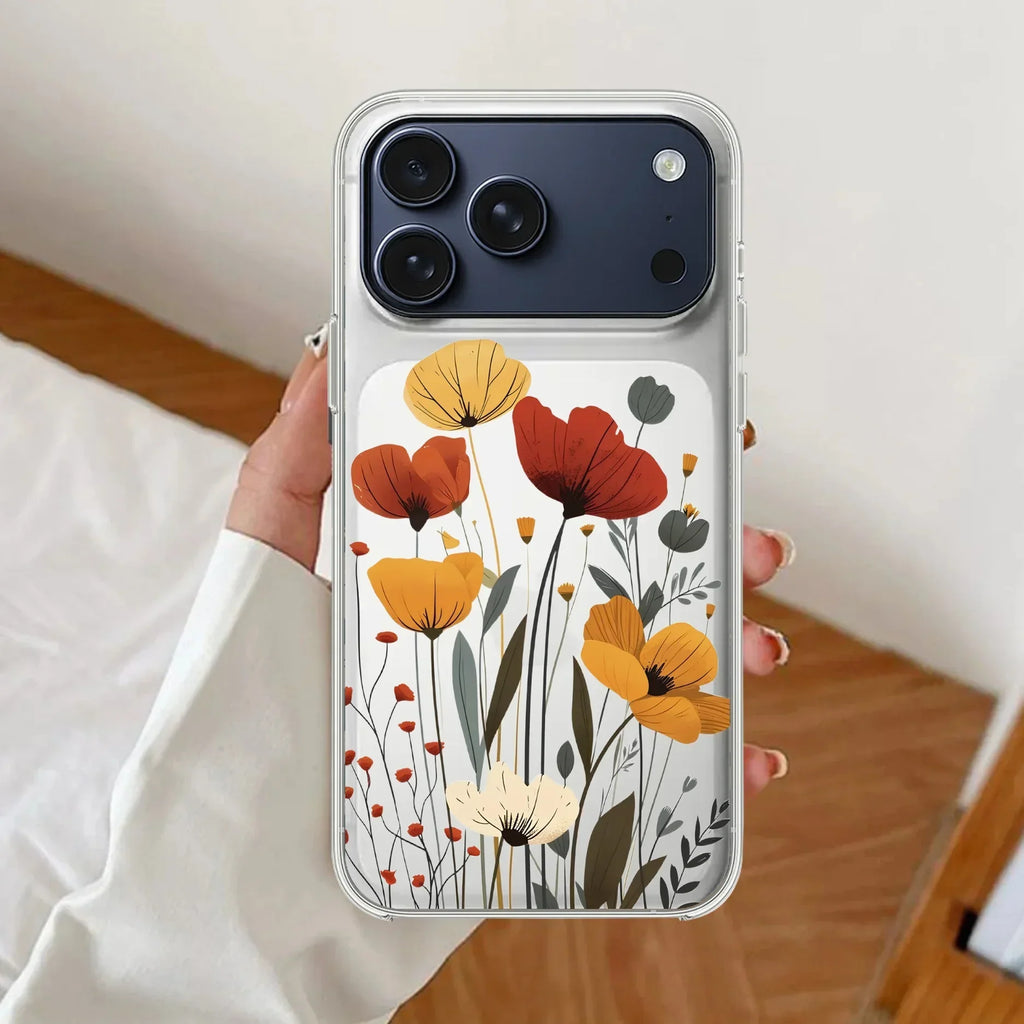 Vintage Wildflower Anti Yellow Clear Case For iPhone 17 Pro