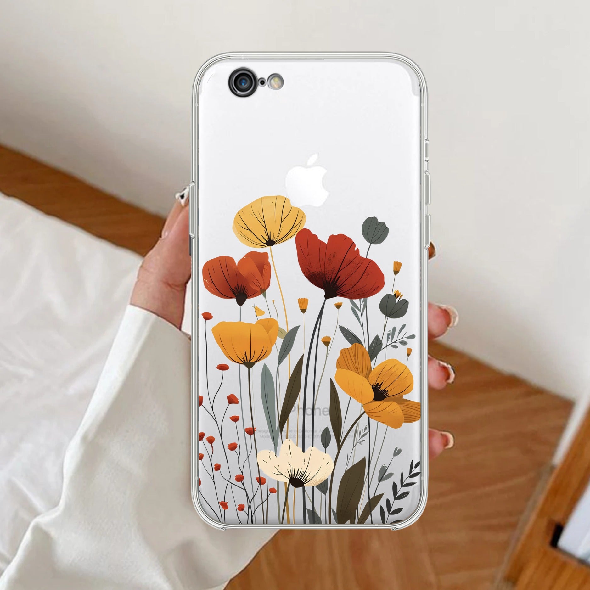Vintage Wildflower Anti Yellow Clear Case For iPhone 7 / iPhone 8 / iPhone Se 2020