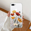 Vintage Wildflower Anti Yellow Clear Case For iPhone 7 Plus / iPhone 8 Plus