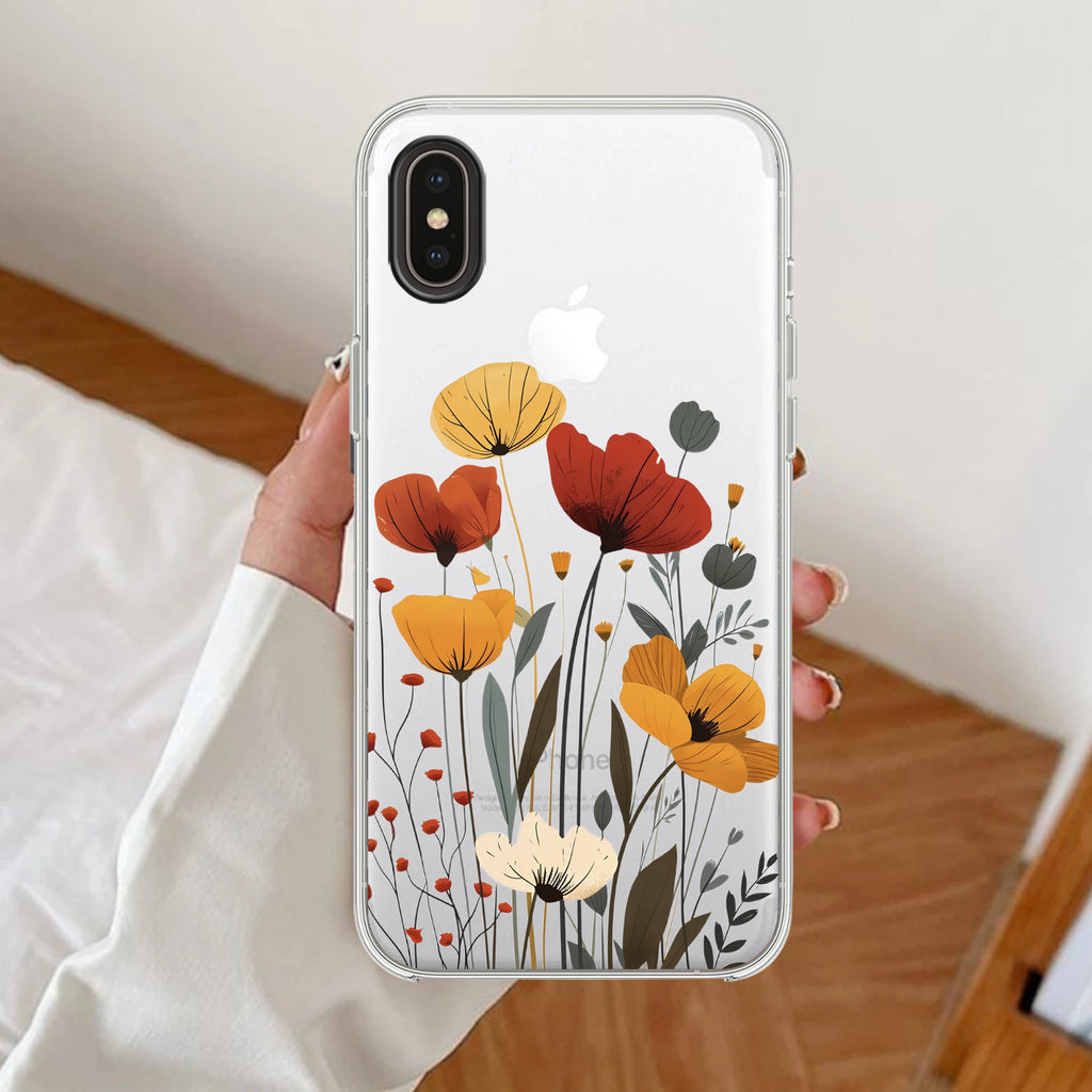 Vintage Wildflower Anti Yellow Clear Case For iPhone XR