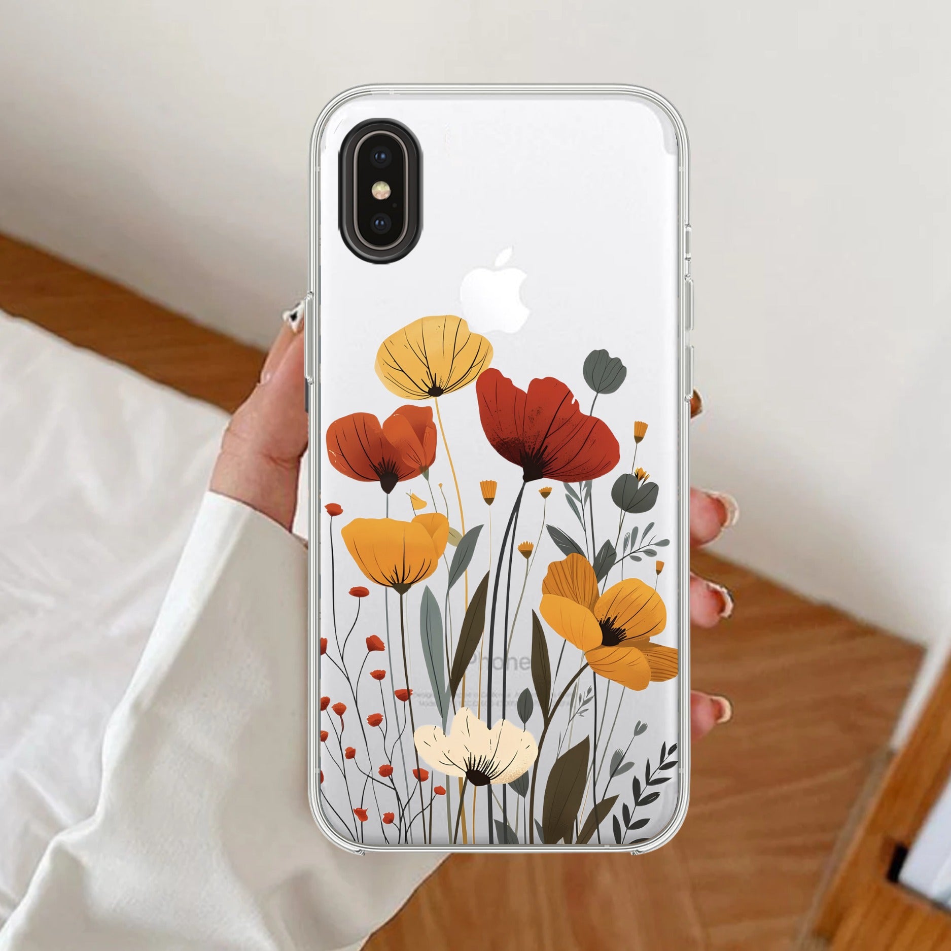 Vintage Wildflower Transparent Silicon Case For iPhone XR