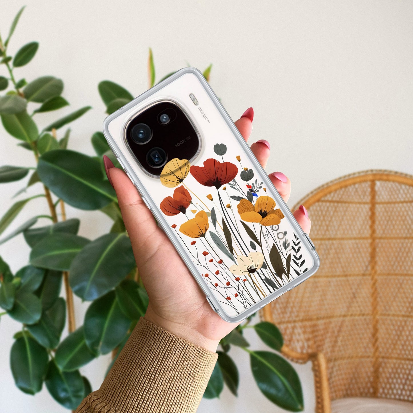 Vintage Wildflower Transparent Silicon Case For iQOO