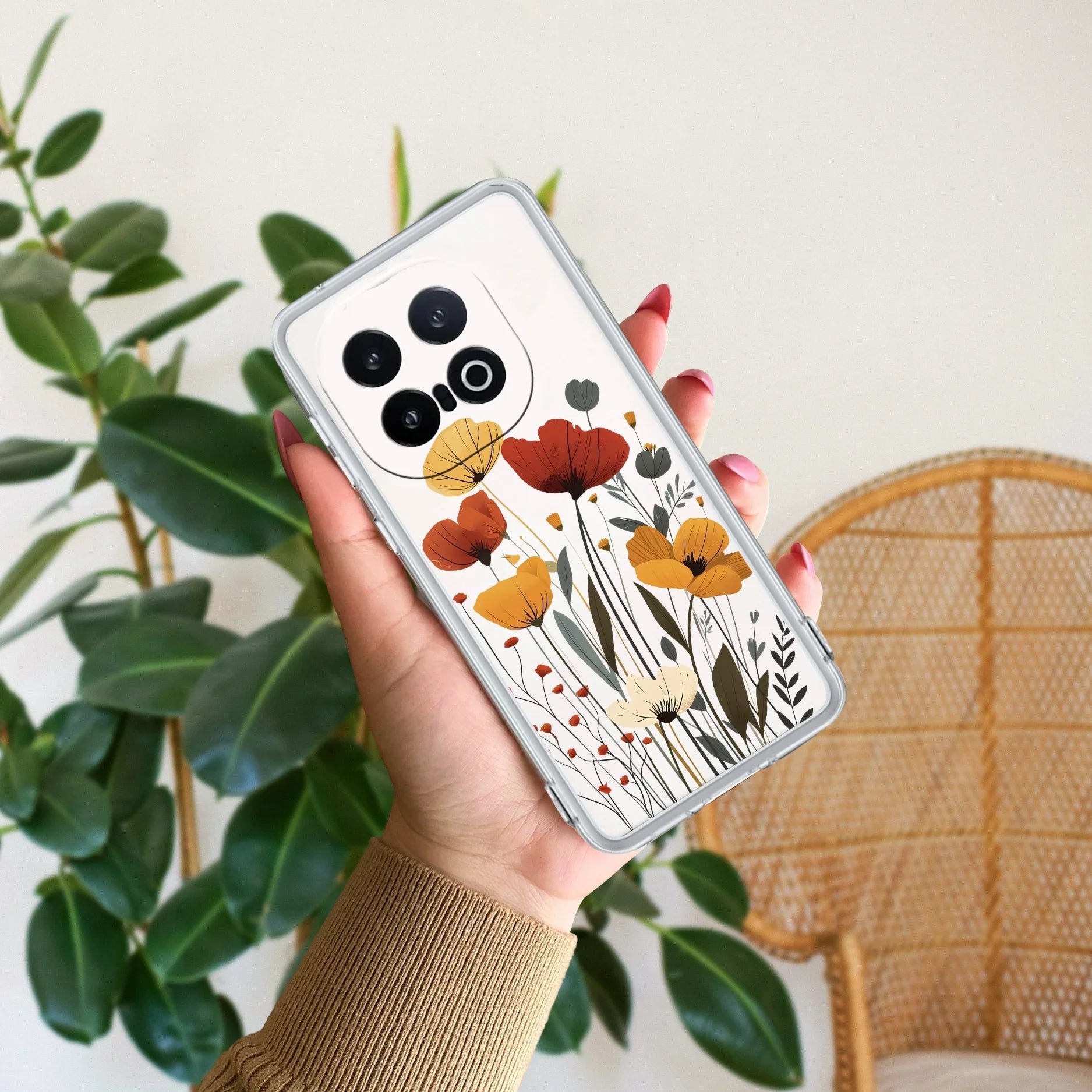 Vintage Wildflower Transparent Silicon Case For iQOO 13 5G