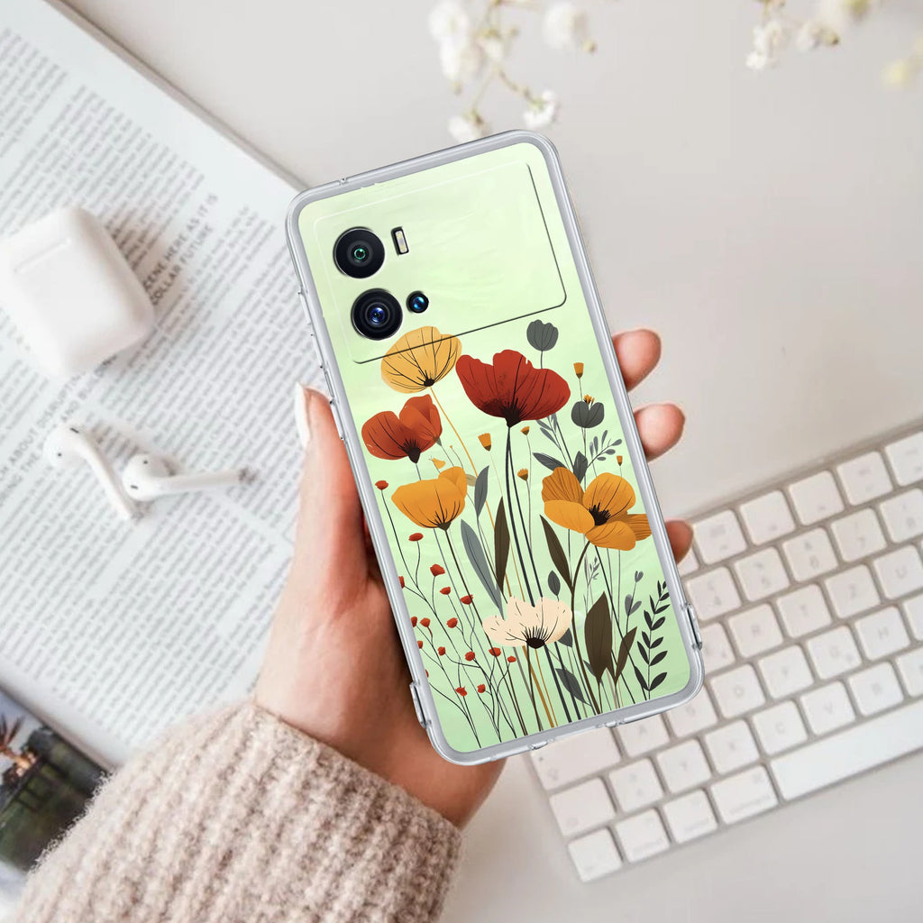 Vintage Wildflower Transparent Silicon Case For iQOO Neo 7 Pro 5G