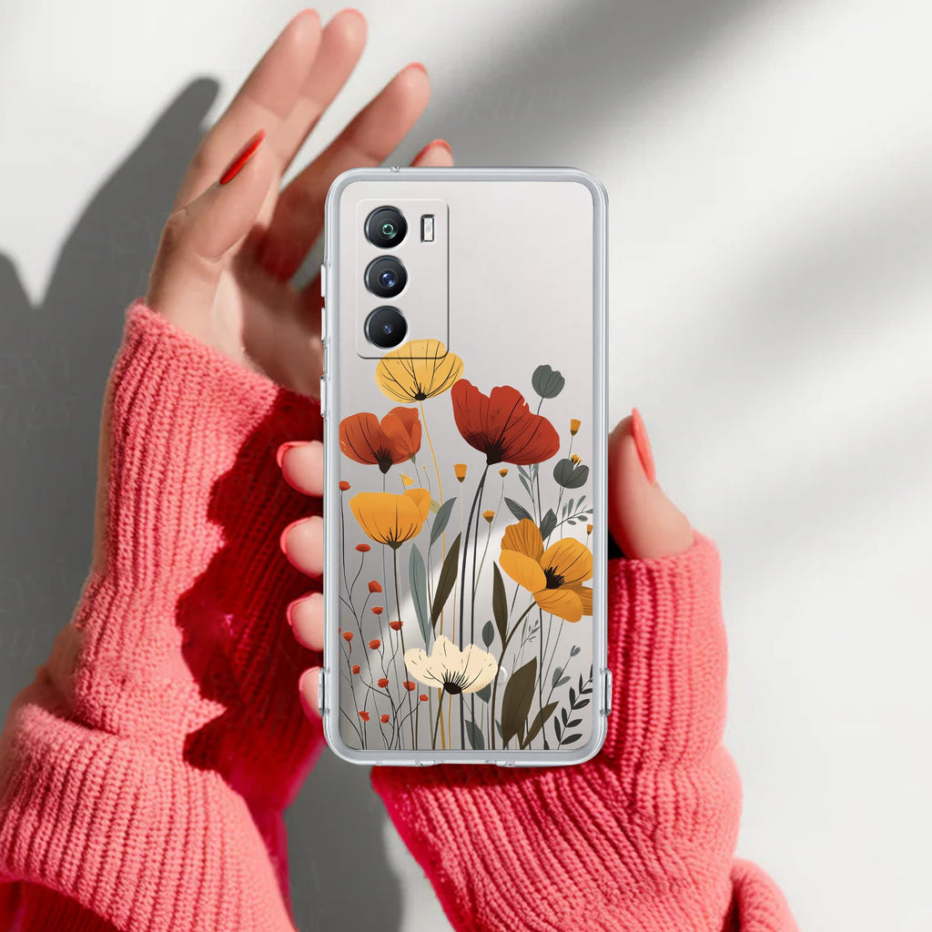 Vintage Wildflower Transparent Silicon Case For iQOO 9 SE 5G