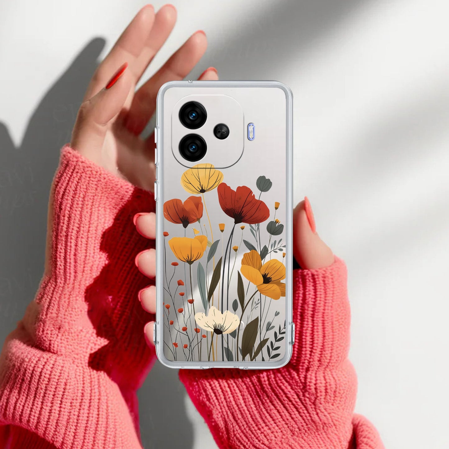 Vintage Wildflower Transparent Silicon Case For iQOO