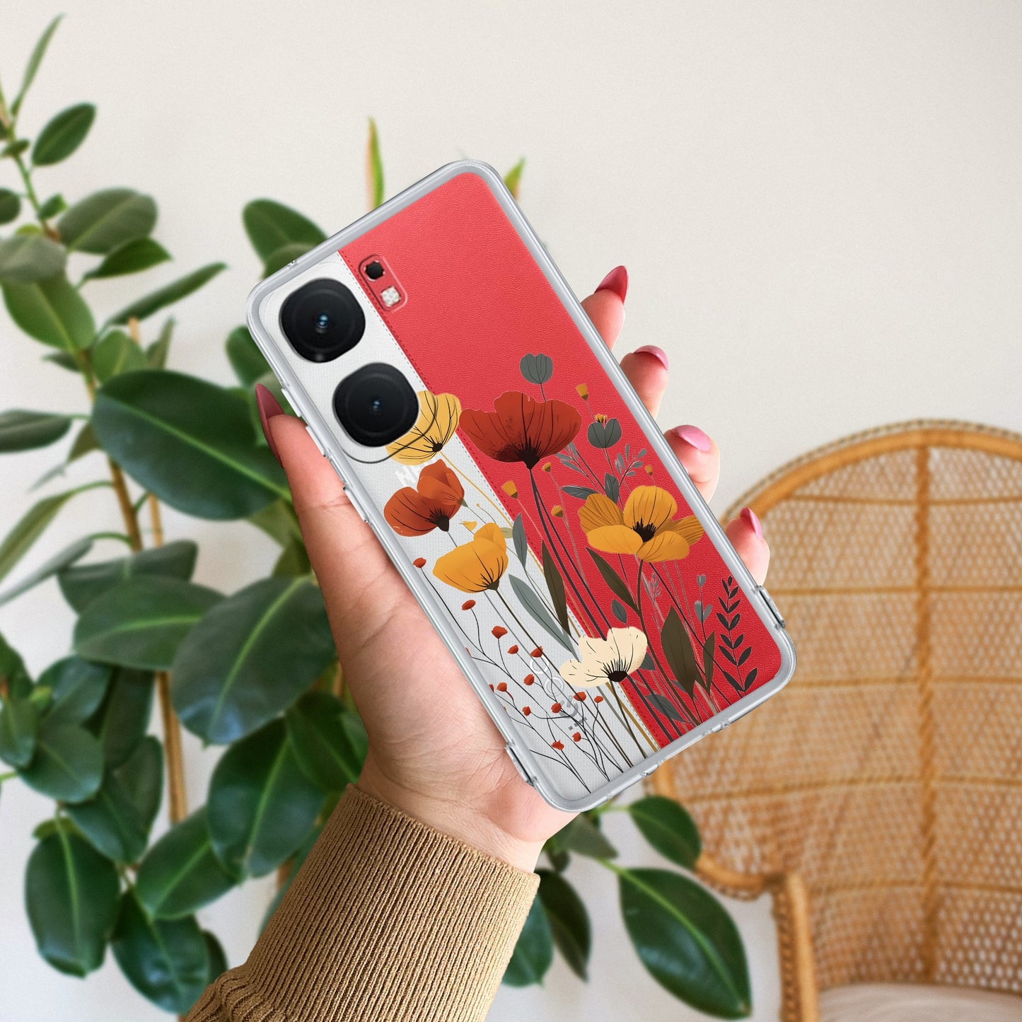 Vintage Wildflower Transparent Silicon Case For iQOO