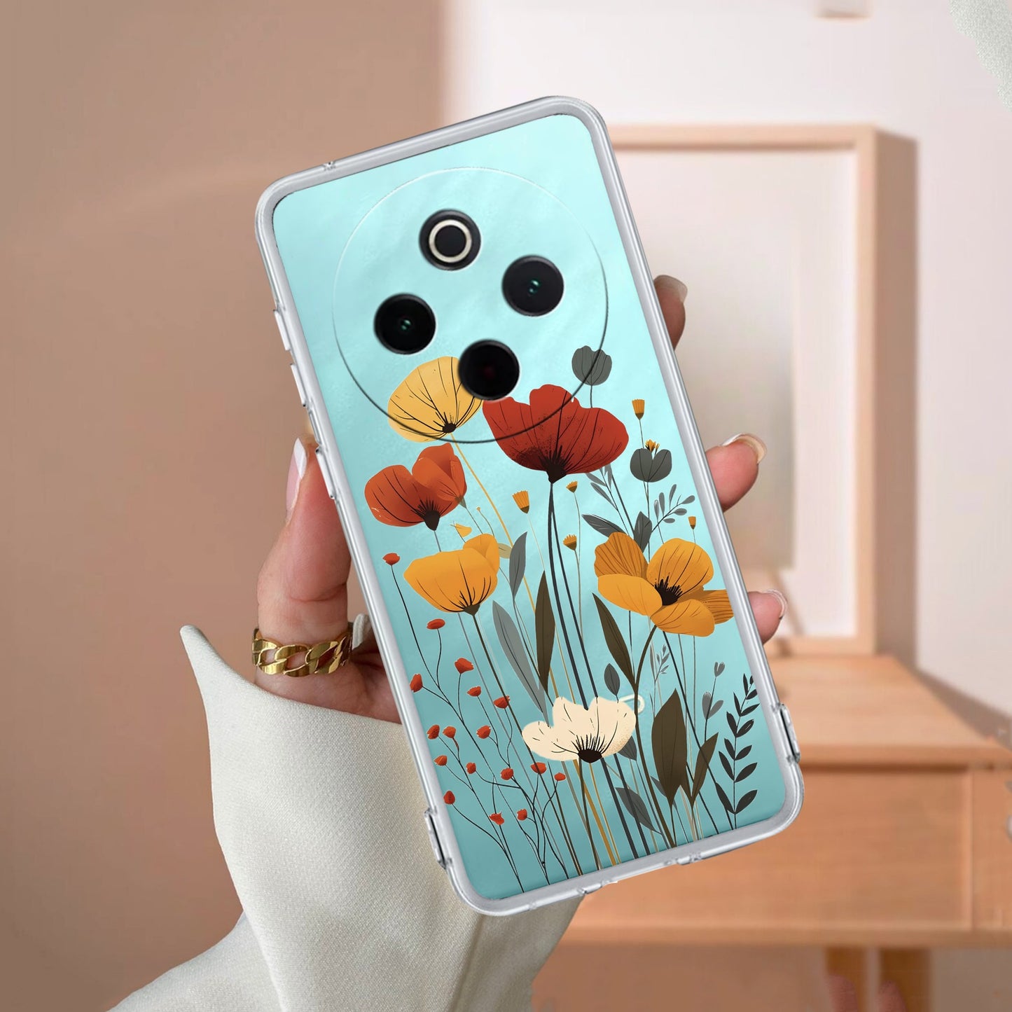 Vintage Wildflower Transparent Silicon Case For iQOO