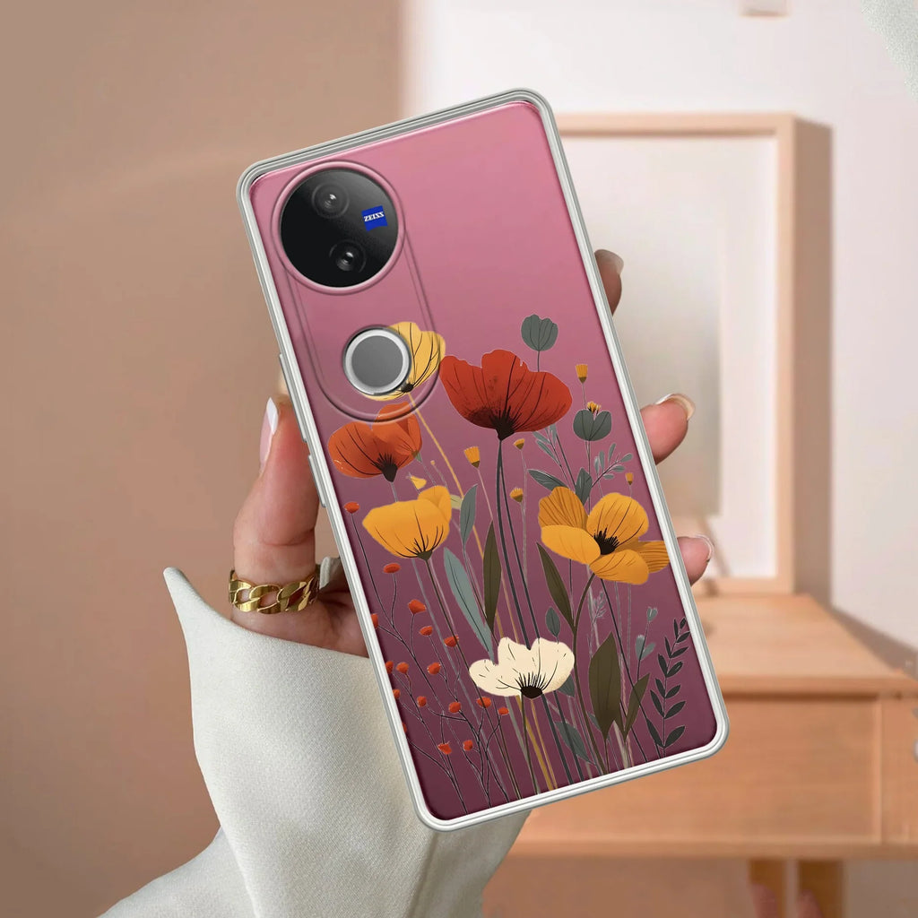 Vintage Wildflower Transparent Silicon Case For iQOO Z10R 5G