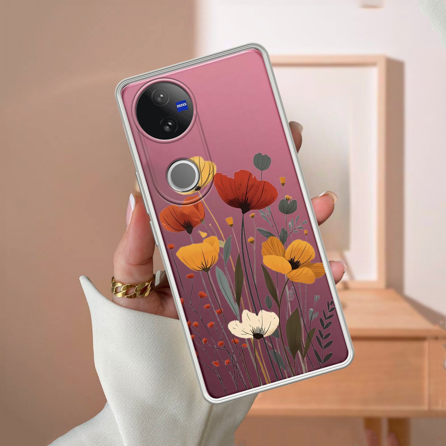 Vintage Wildflower Transparent Silicon Case For iQOO