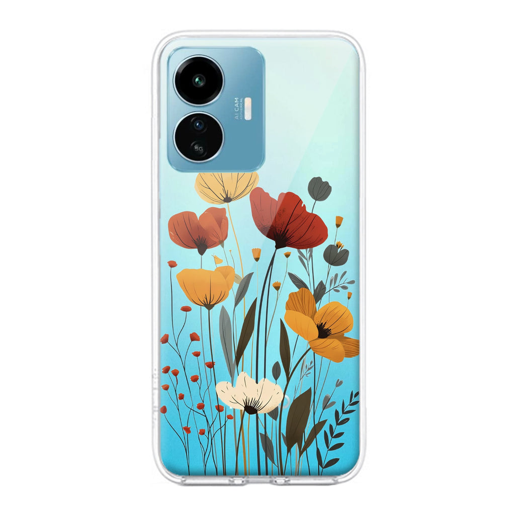 Vintage Wildflower Transparent Silicon Case For iQOO Z6 Lite 5G