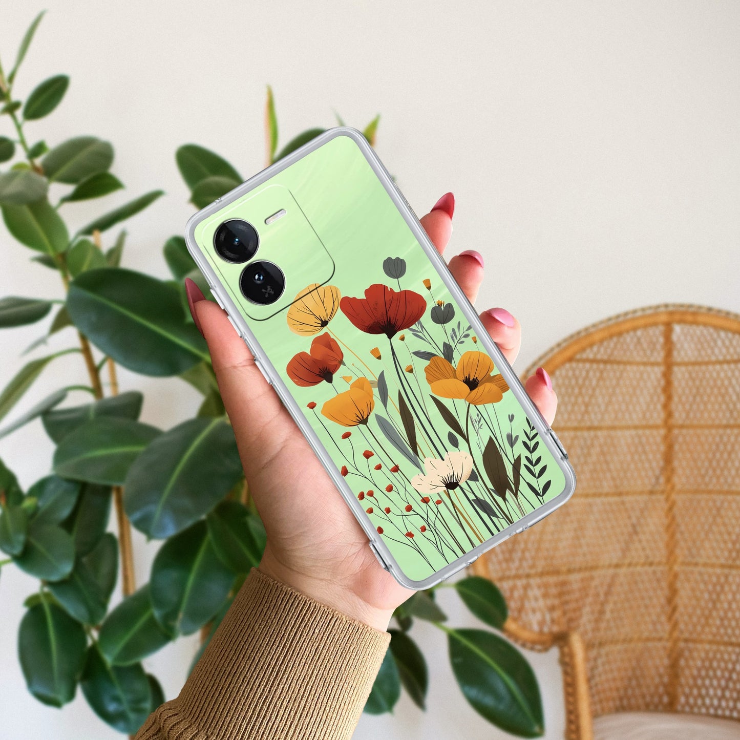 Vintage Wildflower Transparent Silicon Case For iQOO