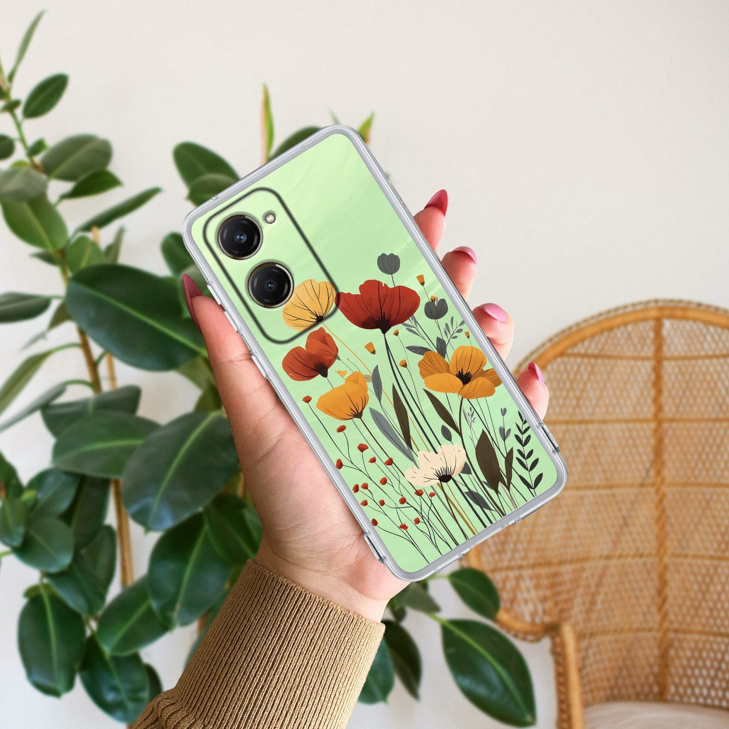 Vintage Wildflower Transparent Silicon Case For iQOO