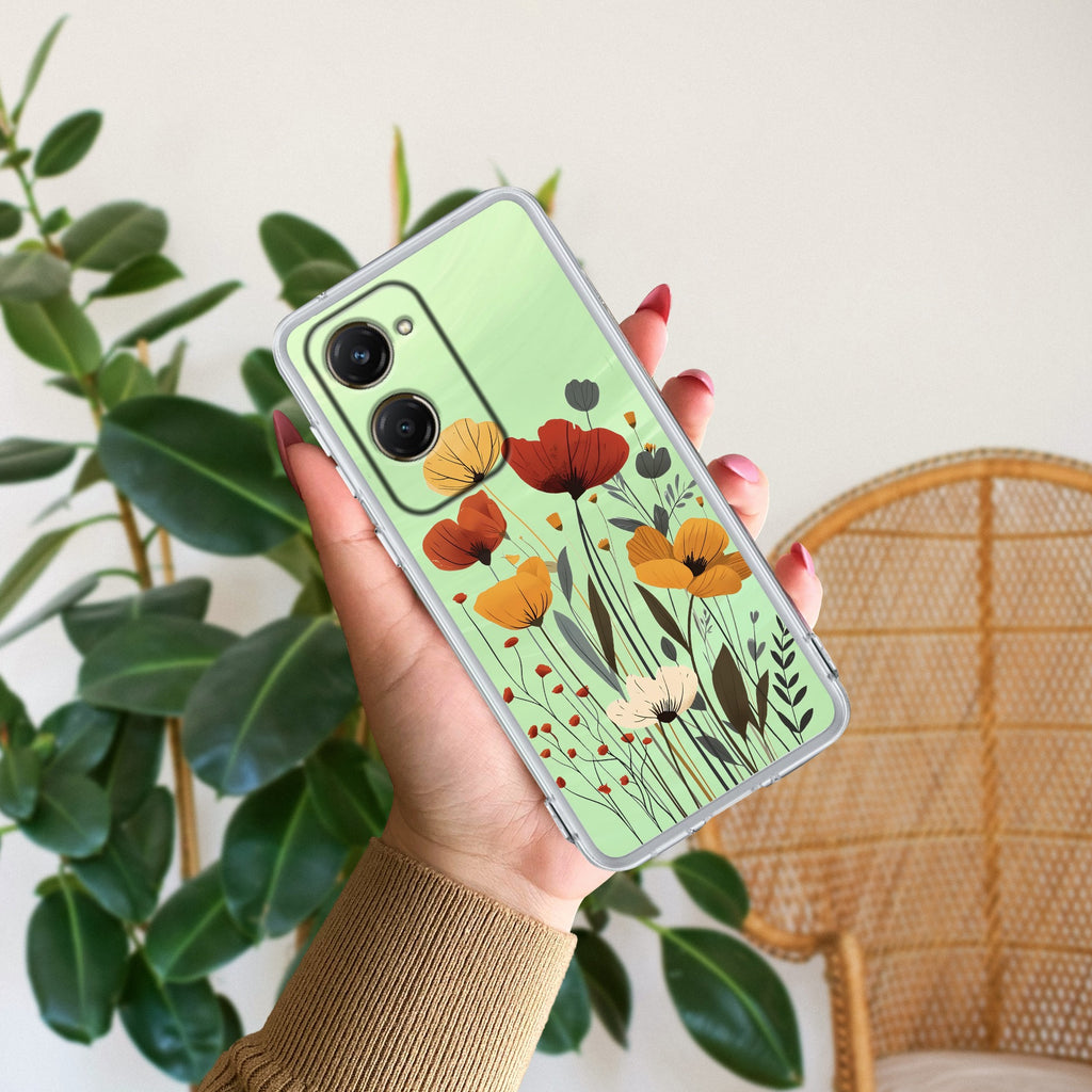 Vintage Wildflower Transparent Silicon Case For iQOO Z9 Lite 5G