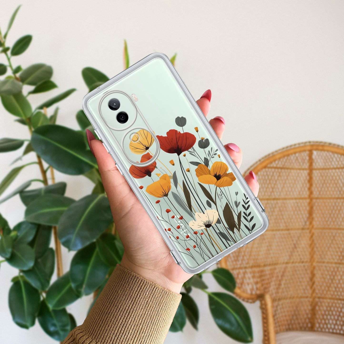 Vintage Wildflower Transparent Silicon Case For iQOO