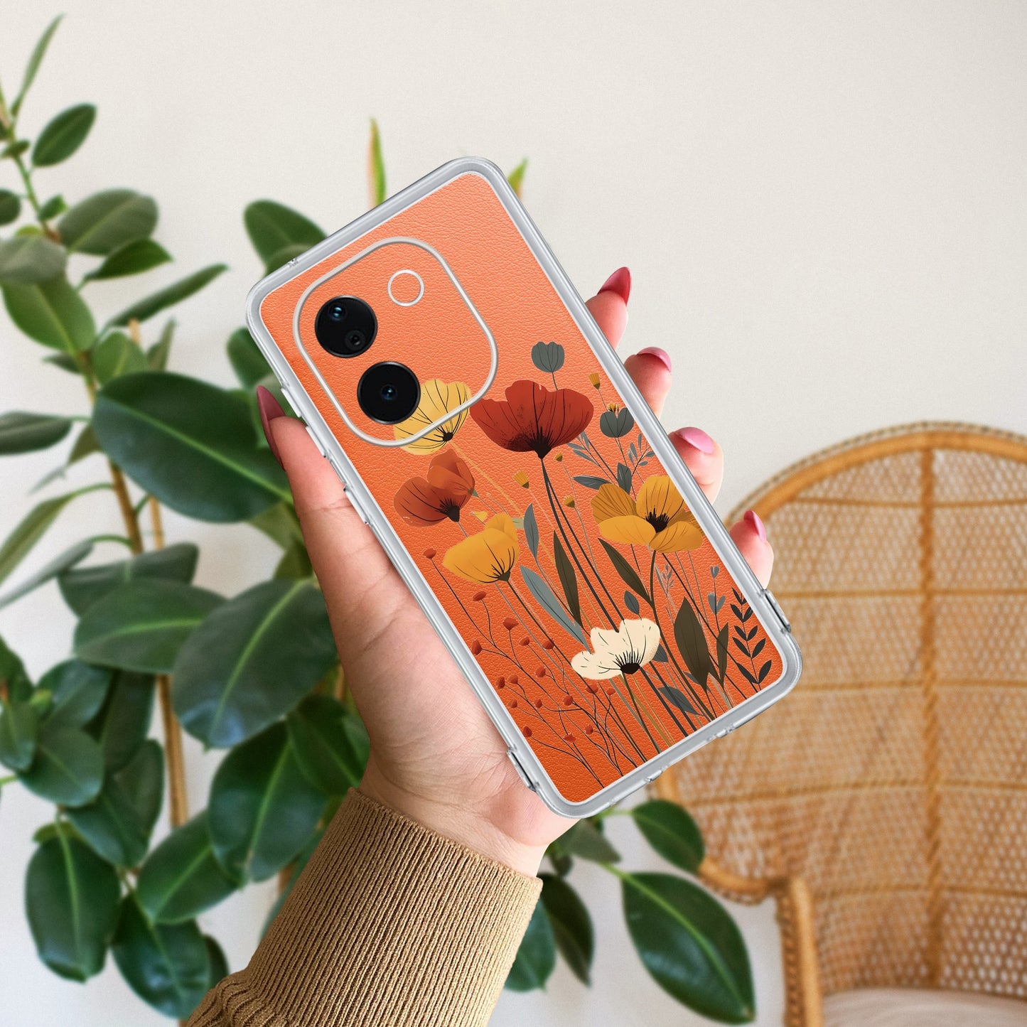 Vintage Wildflower Transparent Silicon Case For iQOO