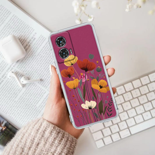 Vintage Wildflower Transparent Silicon Case For Motorola