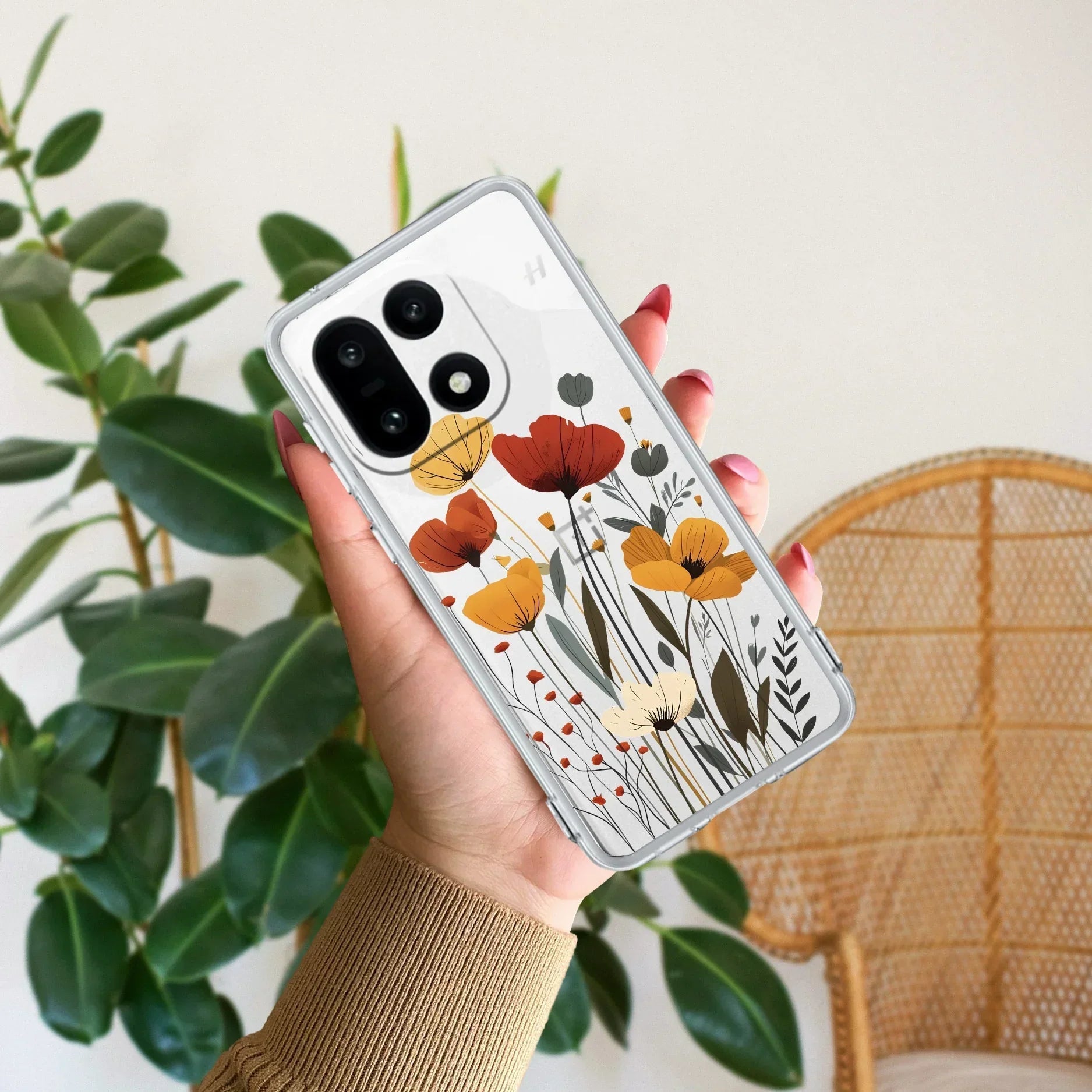 Vintage Wildflower Transparent Silicon Case For OnePlus